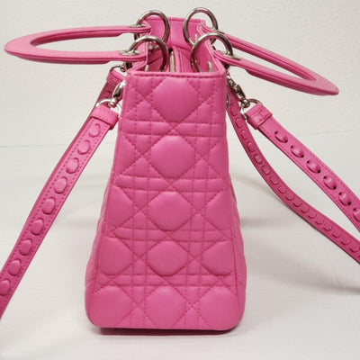Christian Dior Lady Lambskin Pink Leather Medium Satchel Bag lux - 1525 - 091225 - Luxury Cheaper LLC