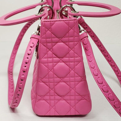 Christian Dior Lady Lambskin Pink Leather Medium Satchel Bag lux - 1525 - 091225 - Luxury Cheaper LLC