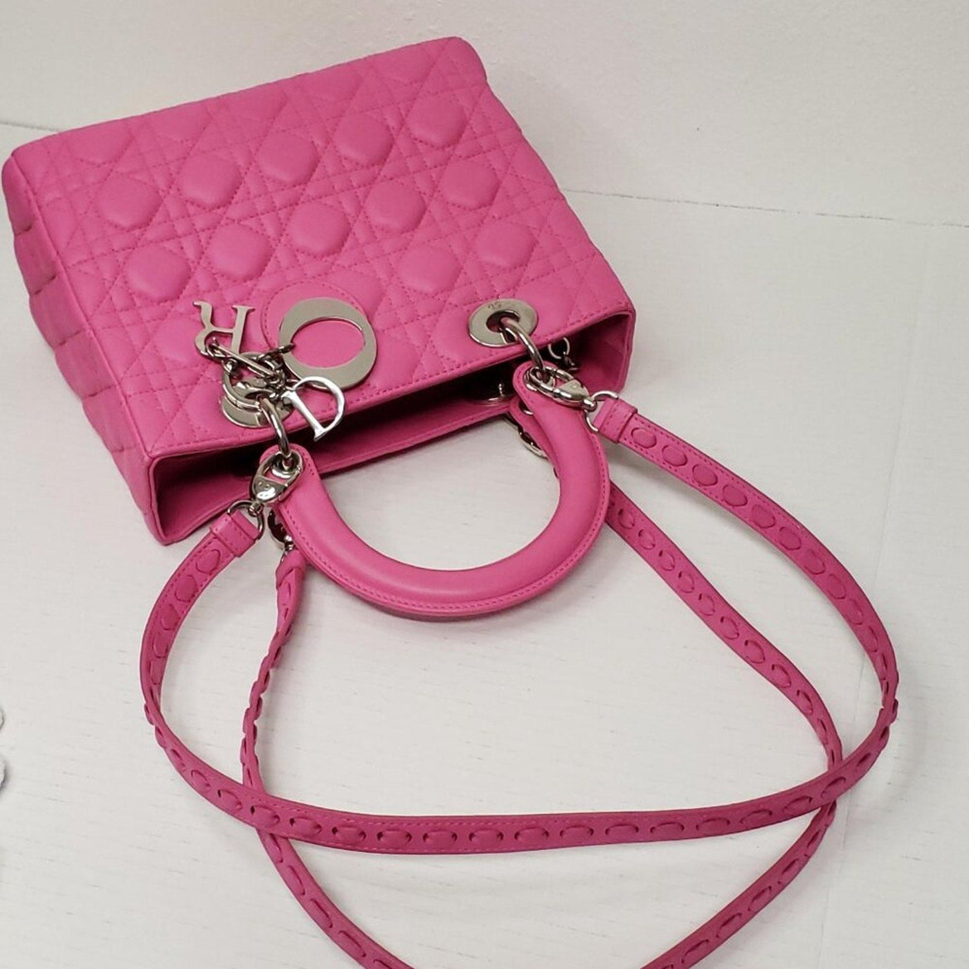 Christian Dior Lady Lambskin Pink Leather Medium Satchel Bag lux - 1525 - 091225 - Luxury Cheaper LLC