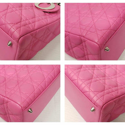 Christian Dior Lady Lambskin Pink Leather Medium Satchel Bag lux - 1525 - 091225 - Luxury Cheaper LLC