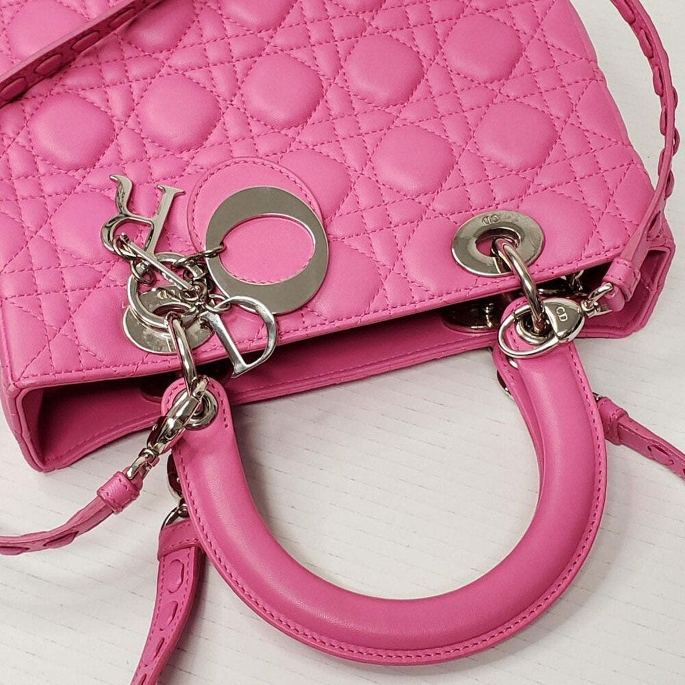 Christian Dior Lady Lambskin Pink Leather Medium Satchel Bag lux - 1525 - 091225 - Luxury Cheaper LLC