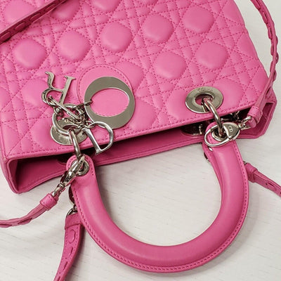 Christian Dior Lady Lambskin Pink Leather Medium Satchel Bag lux - 1525 - 091225 - Luxury Cheaper LLC