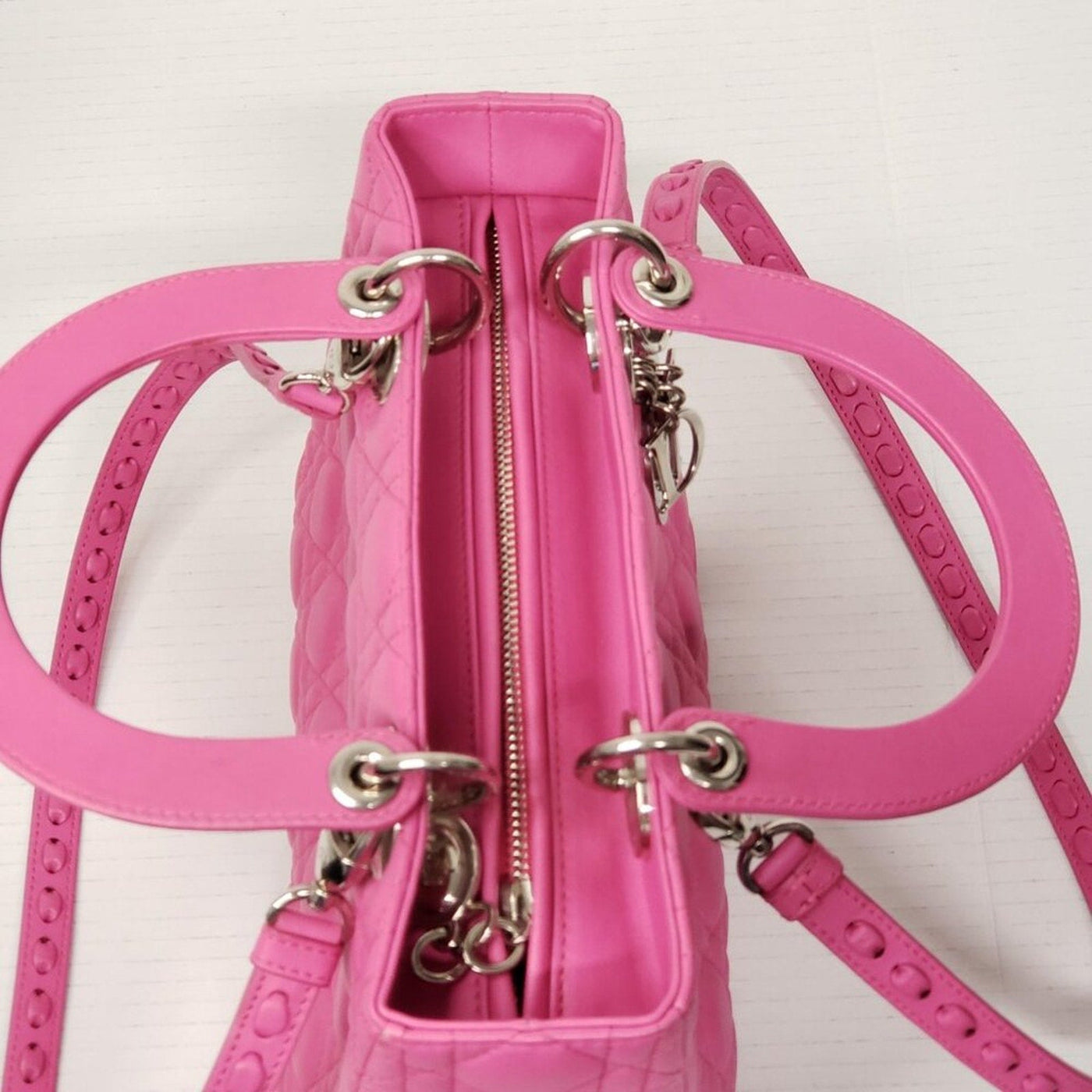 Christian Dior Lady Lambskin Pink Leather Medium Satchel Bag lux - 1525 - 091225 - Luxury Cheaper LLC
