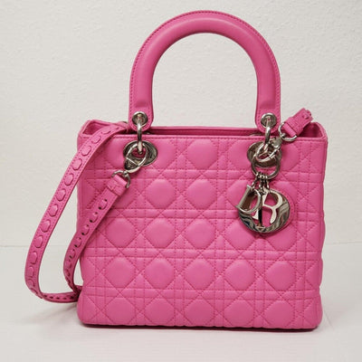 Christian Dior Lady Lambskin Pink Leather Medium Satchel Bag lux - 1525 - 091225 - Luxury Cheaper LLC