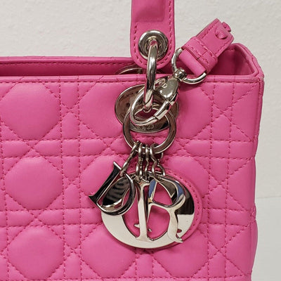 Christian Dior Lady Lambskin Pink Leather Medium Satchel Bag lux - 1525 - 091225 - Luxury Cheaper LLC