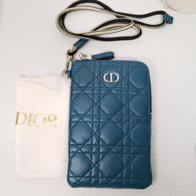 Christian Dior Supple Calfskin Cannage Caro Pouch Deep Ocean lux - 400 - 091725 - Luxury Cheaper LLC