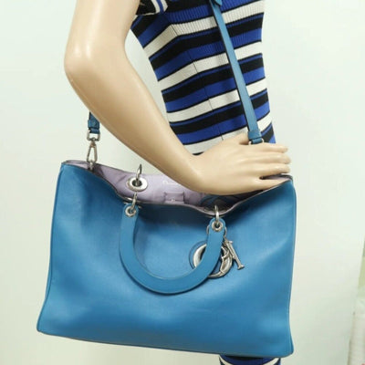 Dior VIP Blue Leather Satchel Bag - Luxury Cheaper LLC