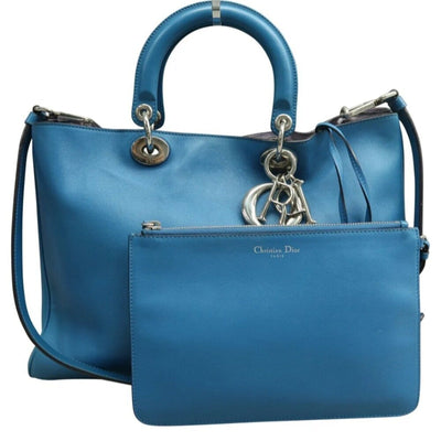 Dior VIP Blue Leather Satchel Bag - Luxury Cheaper LLC