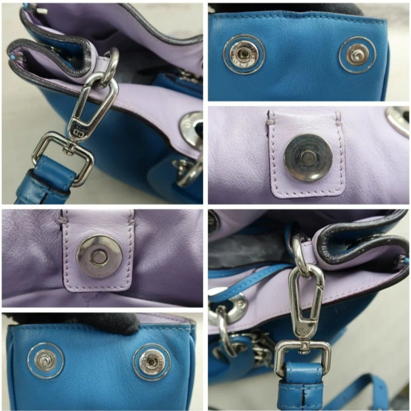 Dior VIP Blue Leather Satchel Bag - Luxury Cheaper LLC