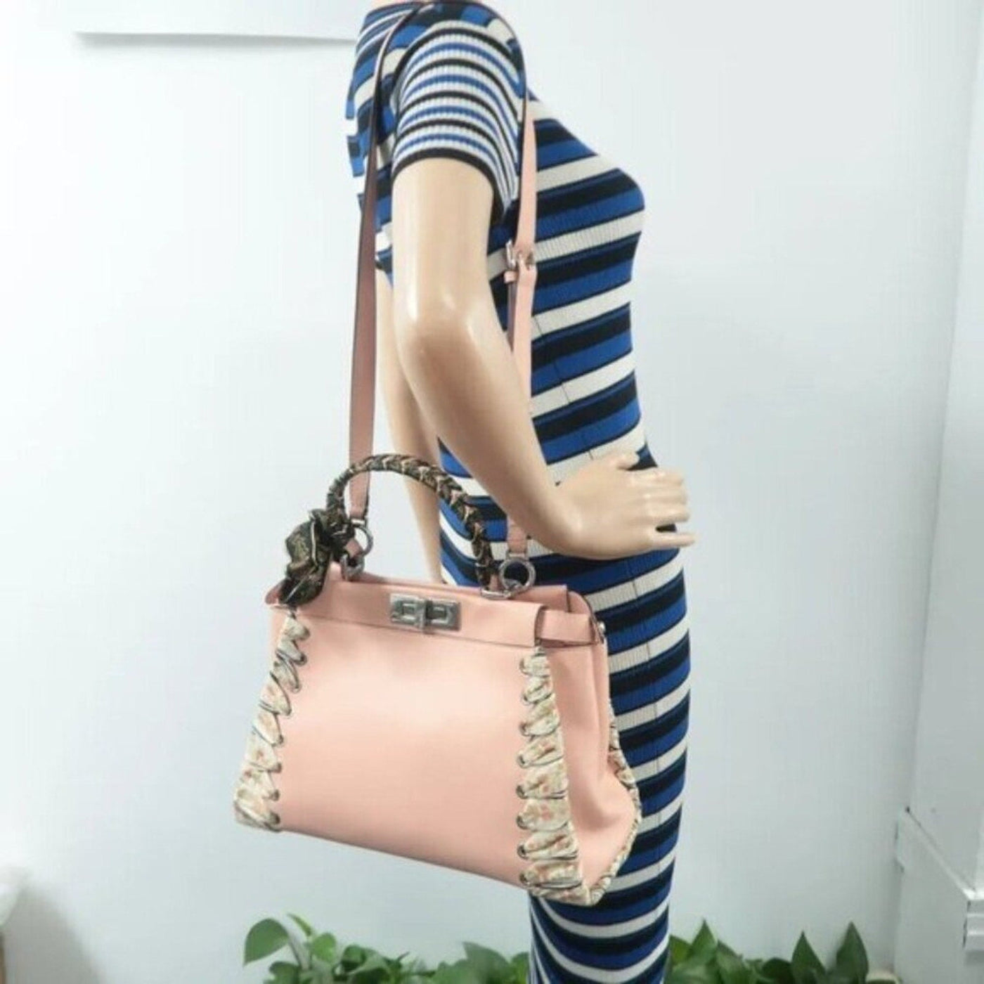 FENDI Peekaboo IseeU Pink Leather Satchel with Ribbon 1200 - 02202025 - Luxury Cheaper LLC