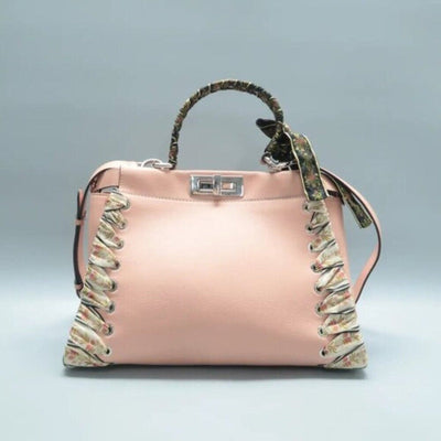 FENDI Peekaboo IseeU Pink Leather Satchel with Ribbon 1200 - 02202025 - Luxury Cheaper LLC