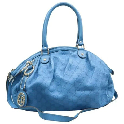 GUCCI Blue Leather Satchel - Luxury Cheaper LLC