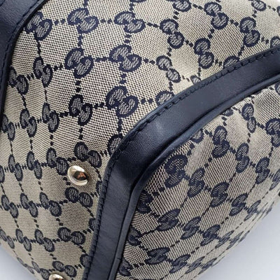 GUCCI Boston Medium Navy GG Cloth Satchel Bag - Luxury Cheaper LLC