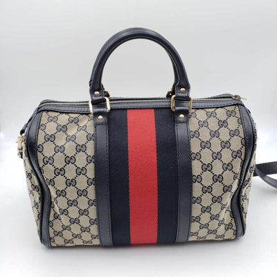 GUCCI Boston Medium Navy GG Cloth Satchel Bag - Luxury Cheaper LLC