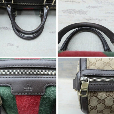 Gucci Boston Web Brown Canvas Satchel Bag - Luxury Cheaper LLC