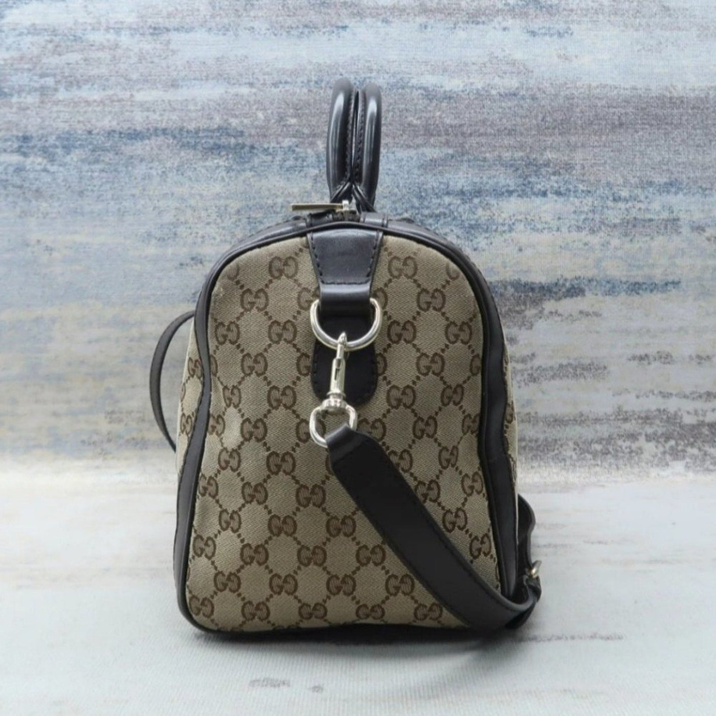 Gucci Boston Web Brown Canvas Satchel Bag - Luxury Cheaper LLC