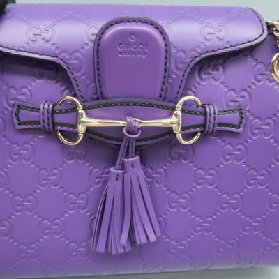 GUCCI Emily Purple GG Leather Shoulder Bag - Luxury Cheaper LLC