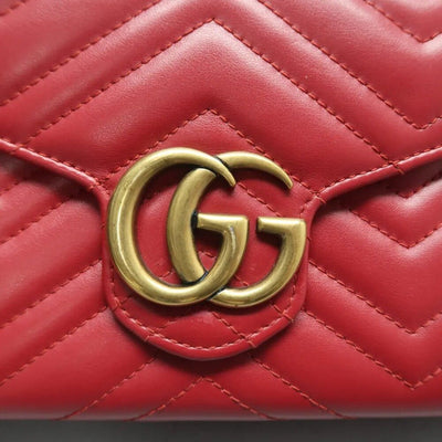 GUCCI GG Marmont Red Leather Shoulder Bag lux550 - 030325 - Luxury Cheaper LLC