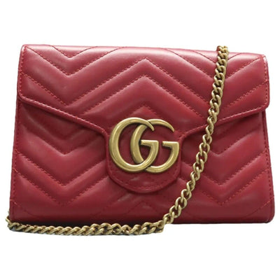 GUCCI GG Marmont Red Leather Shoulder Bag lux550 - 030325 - Luxury Cheaper LLC