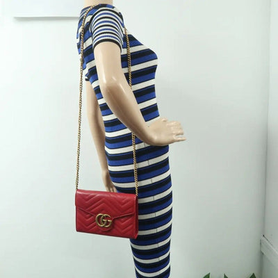 GUCCI GG Marmont Red Leather Shoulder Bag lux550 - 030325 - Luxury Cheaper LLC