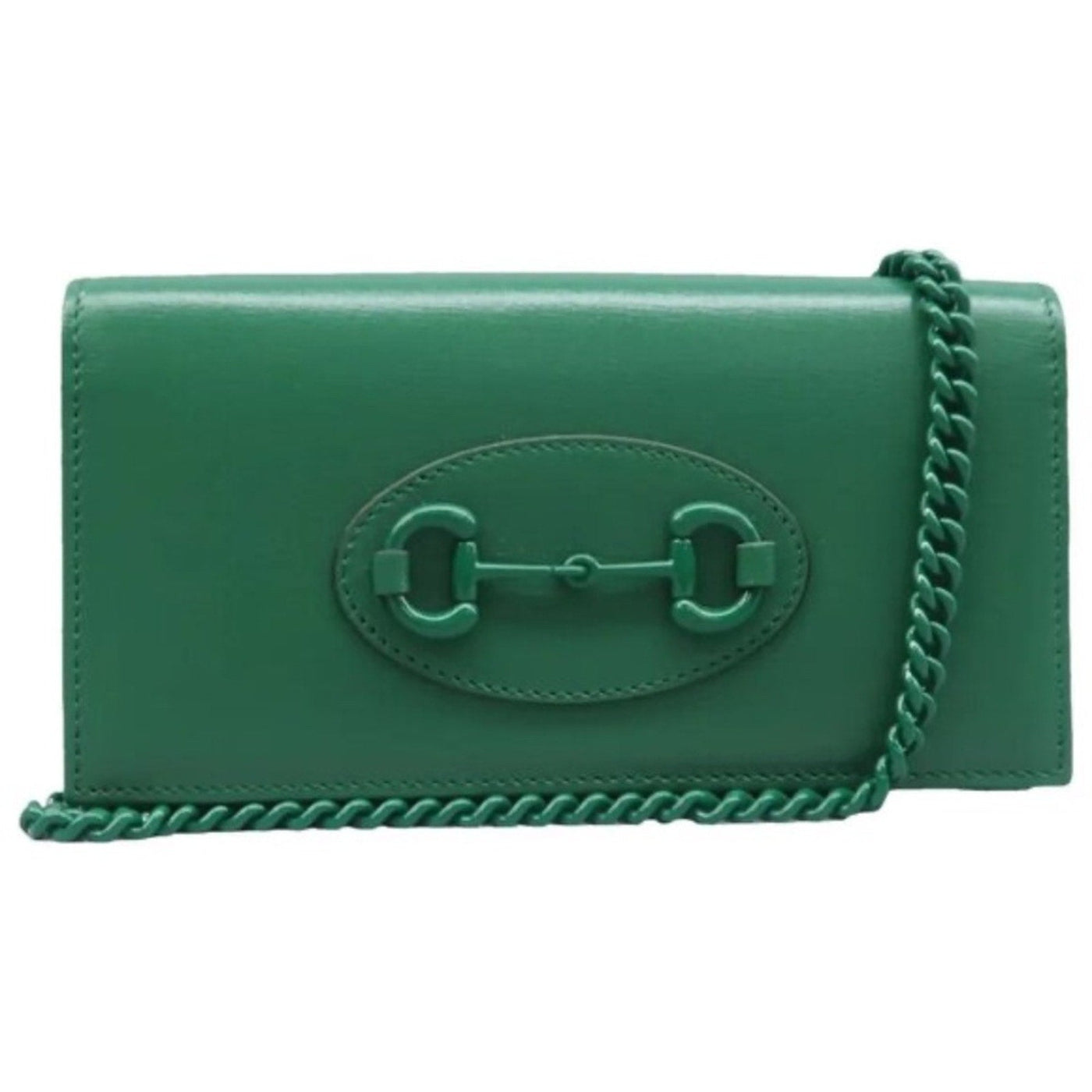 GUCCI Horsebit 1955 Chain Wallet Green Leather Shoulder Bag - Luxury Cheaper LLC