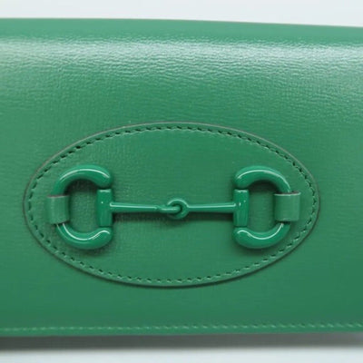 GUCCI Horsebit 1955 Chain Wallet Green Leather Shoulder Bag - Luxury Cheaper LLC