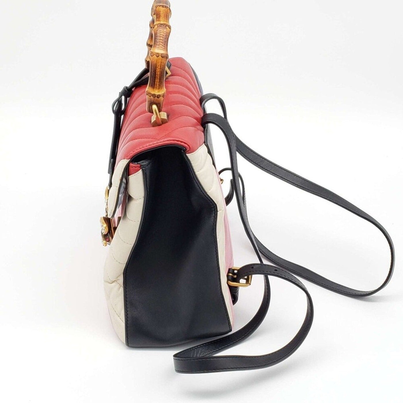 Gucci Queen Margaret Bamboo Handle Pearl Colorstone Backpack 690 - 102224 - Luxury Cheaper LLC