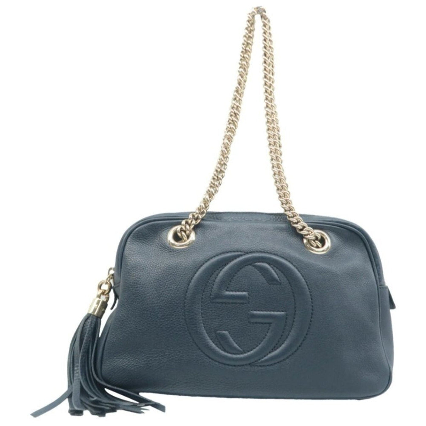 GUCCI Soho Navy Leather Shoulder Bag - Luxury Cheaper LLC