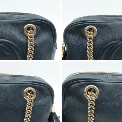 GUCCI Soho Navy Leather Shoulder Bag - Luxury Cheaper LLC