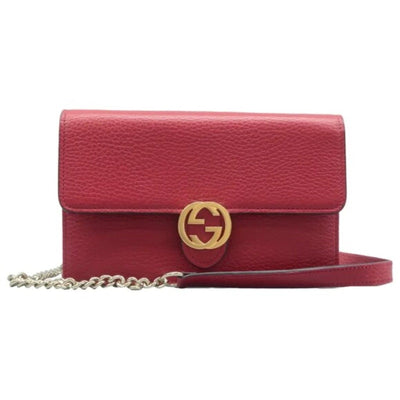 GUCCI Woc Red Leather Shoulder Bag - Luxury Cheaper LLC