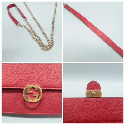 GUCCI Woc Red Leather Shoulder Bag - Luxury Cheaper LLC