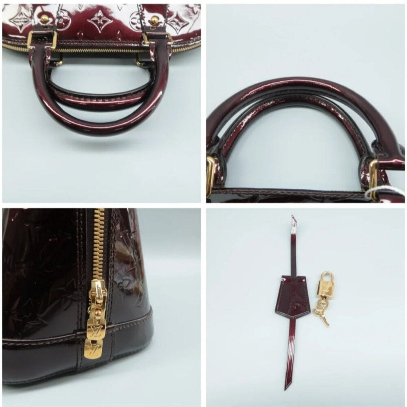 Louis Vuitton Alma Burgundy Patent Leather Hand Bag - Luxury Cheaper LLC