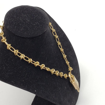 Louis Vuitton Gold Padlock w/ Unbranded Stainless Steel 18k Gold Plated Chain - Luxury Cheaper LLC