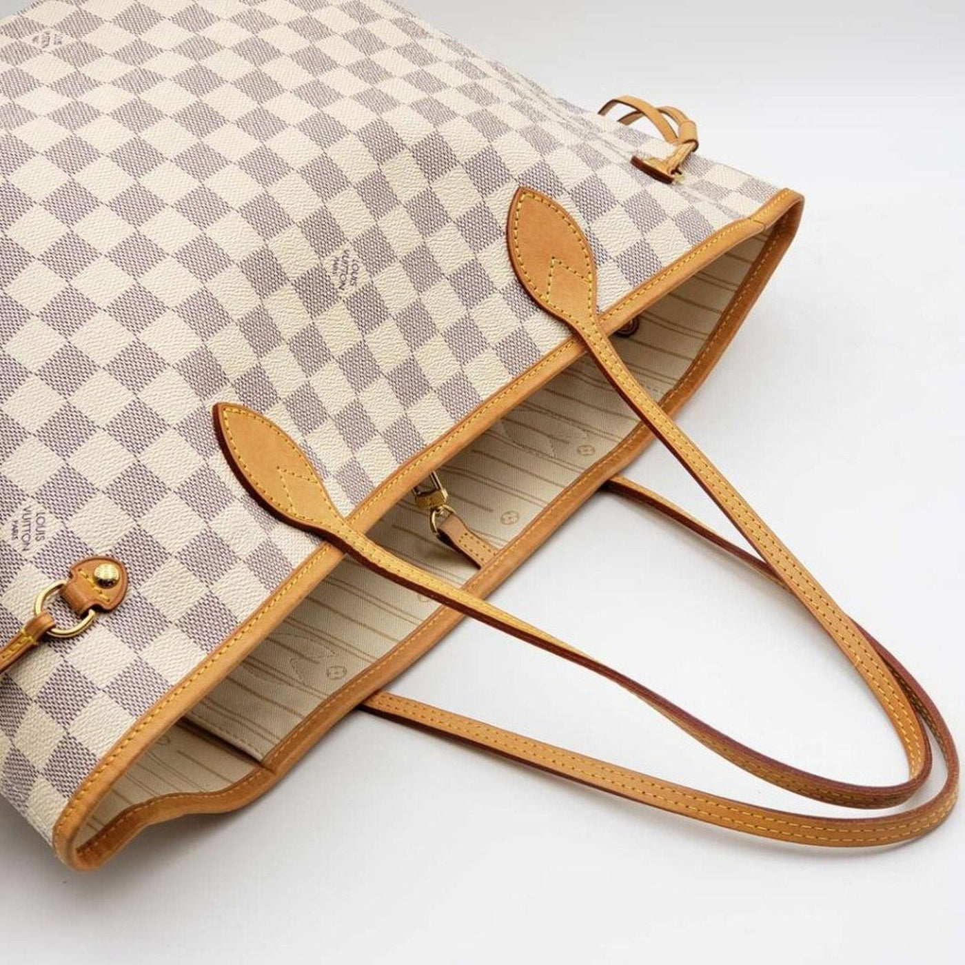 Louis Vuitton Neverfull MM White Damier Azur Canvas Shoulder Bag - Luxury Cheaper LLC