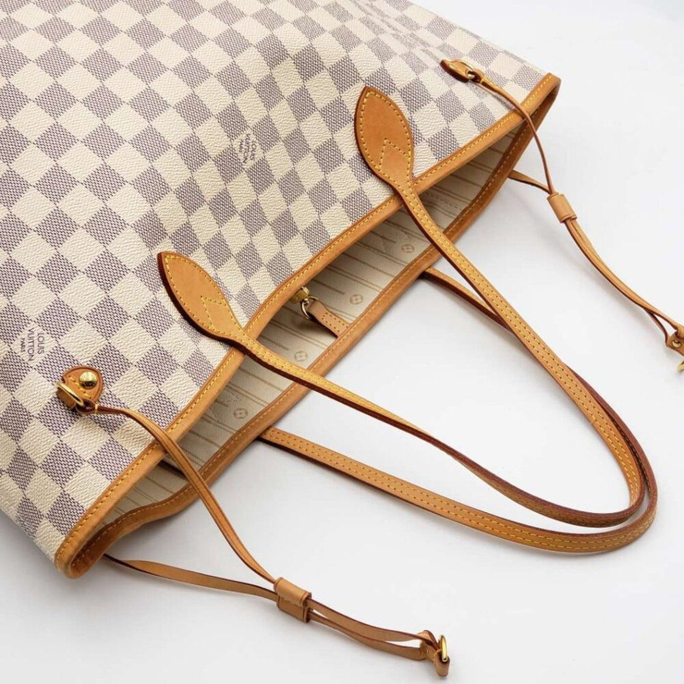 Louis Vuitton Neverfull MM White Damier Azur Canvas Shoulder Bag - Luxury Cheaper LLC