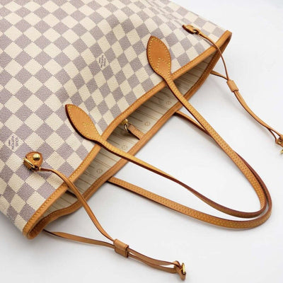 Louis Vuitton Neverfull MM White Damier Azur Canvas Shoulder Bag - Luxury Cheaper LLC