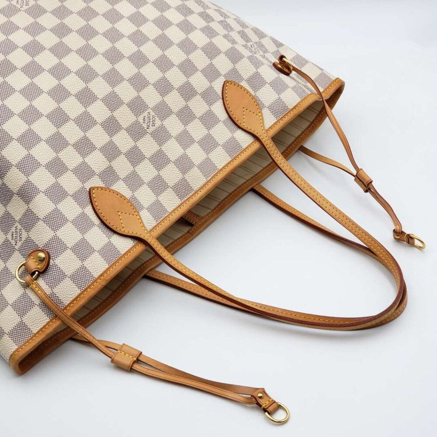 Louis Vuitton Neverfull MM White Damier Azur Canvas Shoulder Bag - Luxury Cheaper LLC