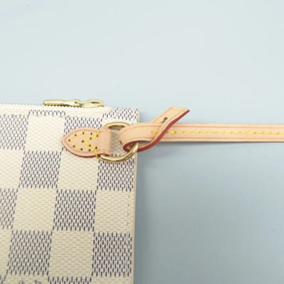 Louis Vuitton Neverfull Pouch White Damier Azur Canvas Clutch Bag - Luxury Cheaper LLC