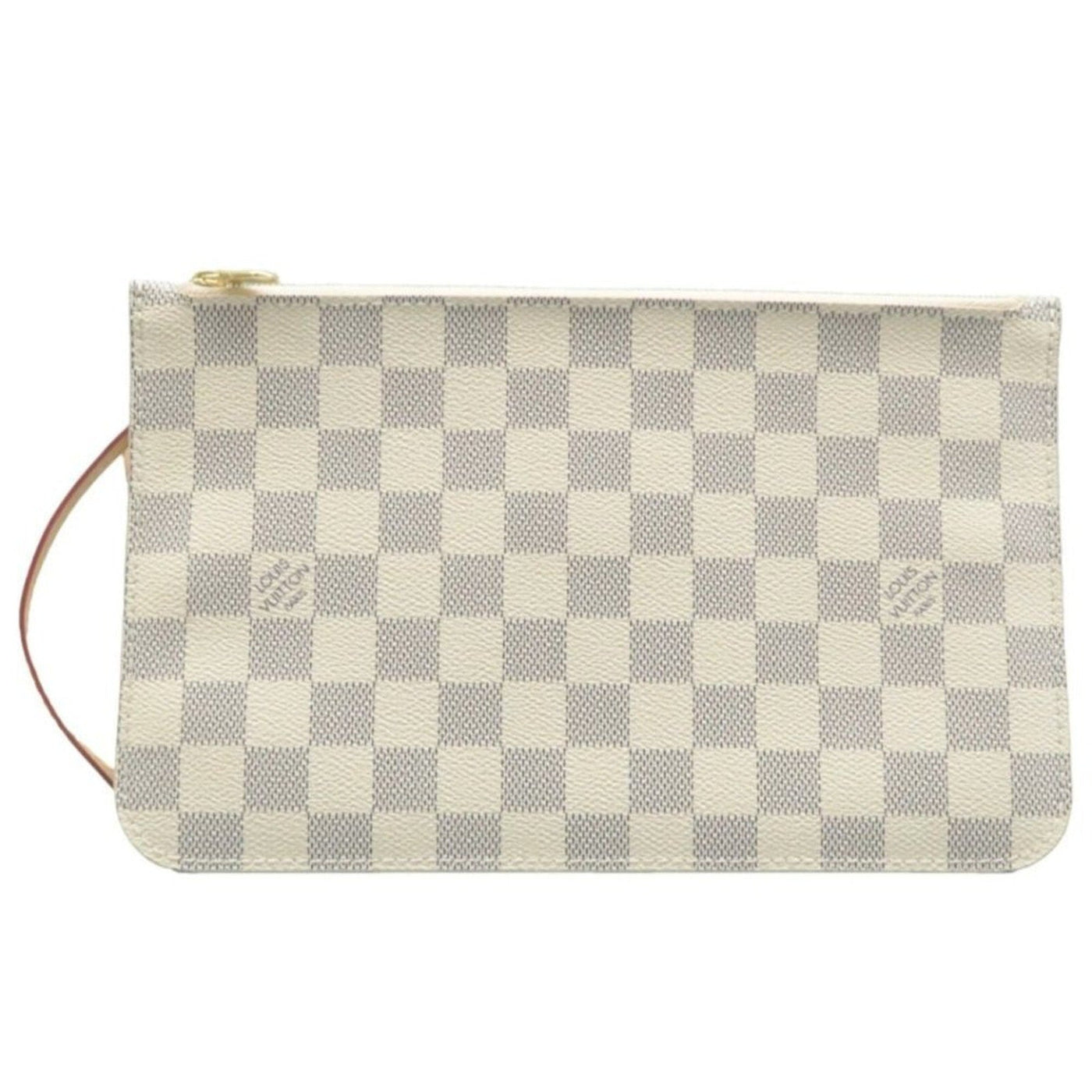 Louis Vuitton Neverfull Pouch White Damier Azur Canvas Clutch Bag - Luxury Cheaper LLC