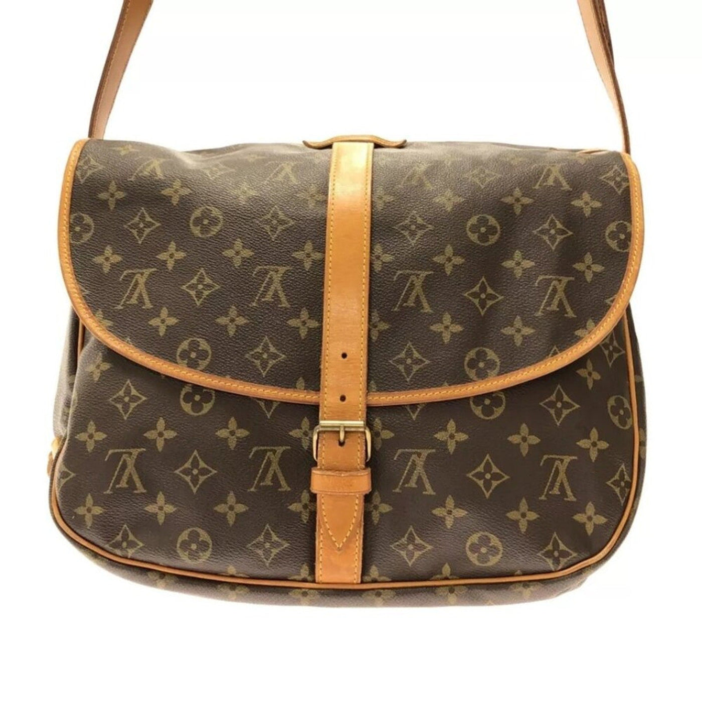 LOUIS VUITTON Saumur 35 Brown Monogram Shoulder Bag - Luxury Cheaper LLC