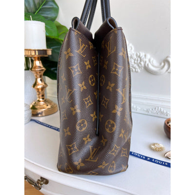 Louis Vuitton W Tote Monogram Cuir Orfevre Handbag Purse Chocolate 848 - 12624 - Luxury Cheaper LLC