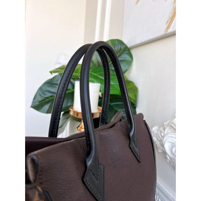 Louis Vuitton W Tote Monogram Cuir Orfevre Handbag Purse Chocolate 848 - 12624 - Luxury Cheaper LLC