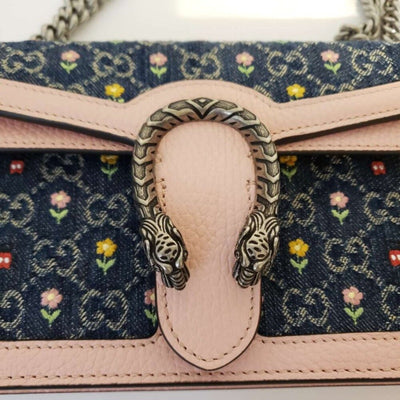 New Denim Floral Embroidered GG Monogram Dollar Calfskin Small Dionysus Bag - Luxury Cheaper LLC