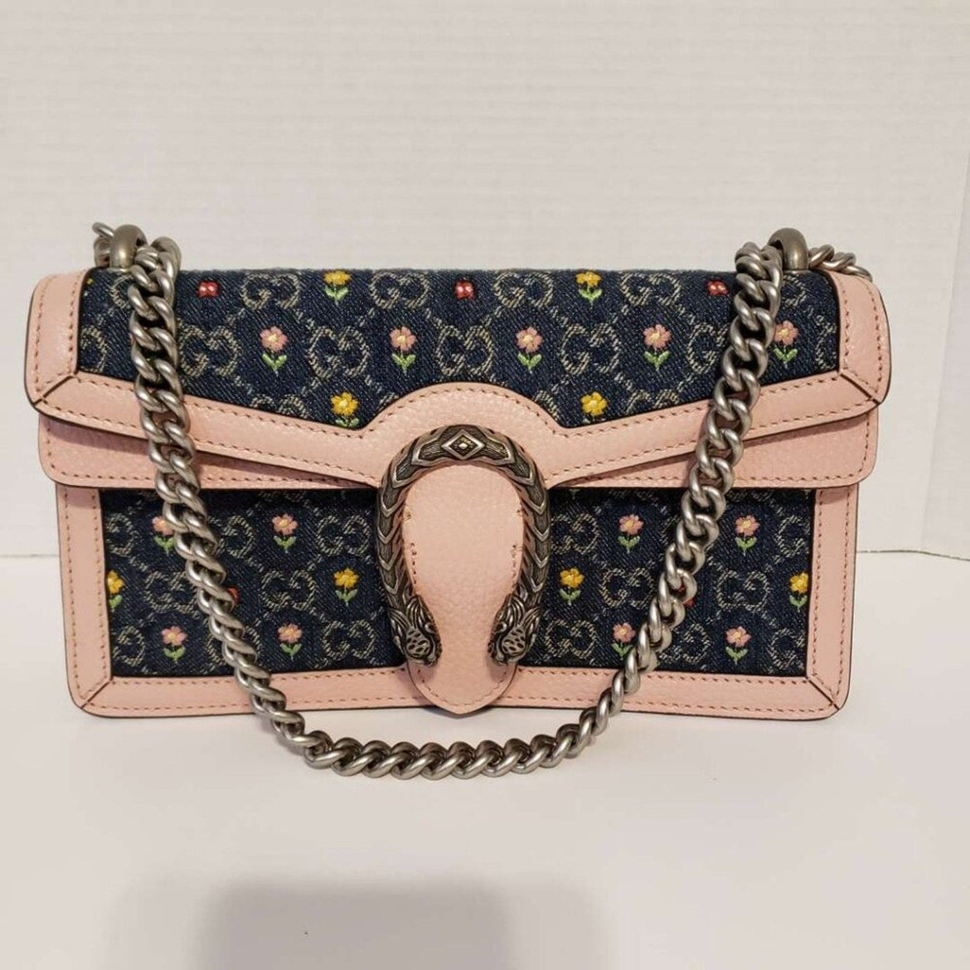 New Denim Floral Embroidered GG Monogram Dollar Calfskin Small Dionysus Bag - Luxury Cheaper LLC