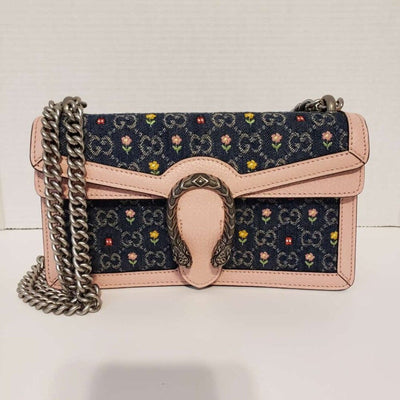 New Denim Floral Embroidered GG Monogram Dollar Calfskin Small Dionysus Bag - Luxury Cheaper LLC