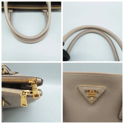 PRADA Galleria Grey Leather Satchel; - Luxury Cheaper LLC