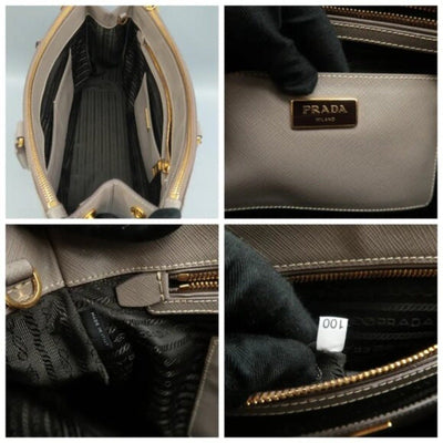 PRADA Galleria Grey Leather Satchel; - Luxury Cheaper LLC