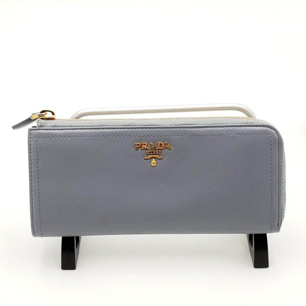 PRADA グレー ポーチ Prada Leather Zippy Wallet 135-102025 – Luxury Cheaper LLC