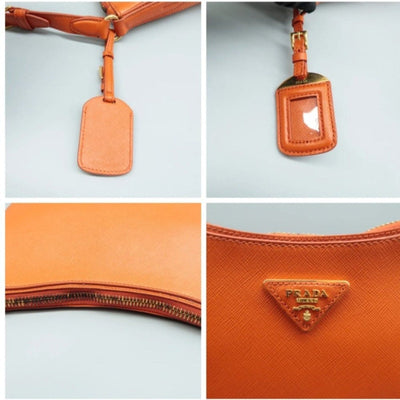 Prada Orange leather Shoulder Bag - Luxury Cheaper LLC