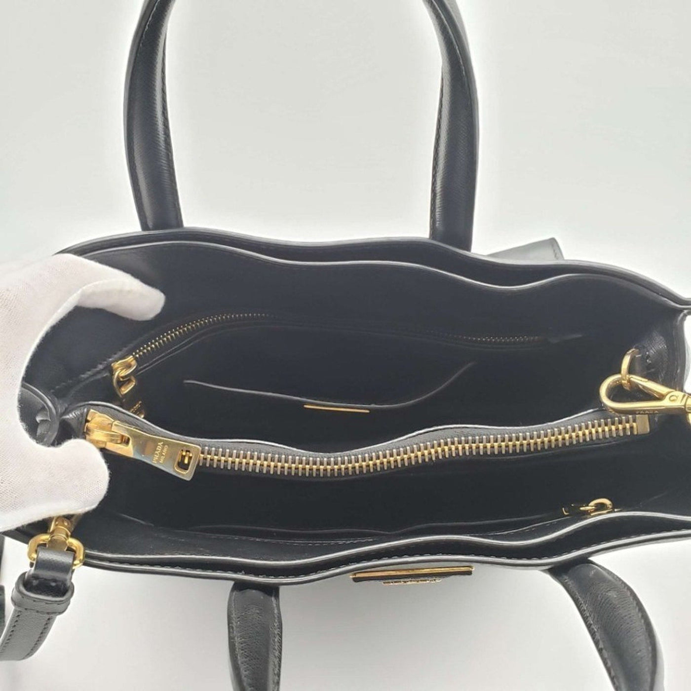 Prada Saffiano Triple Pocket Nero Black Shoulder Bag lux585 - 100125 - Luxury Cheaper LLC